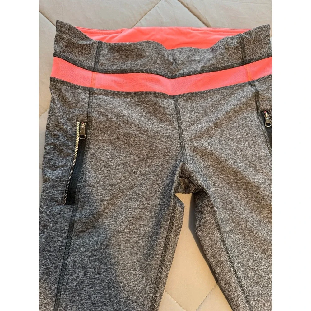 Lululemon Inspire Tight II (Mesh) Heathered Black / Grapefruit size 8 workout